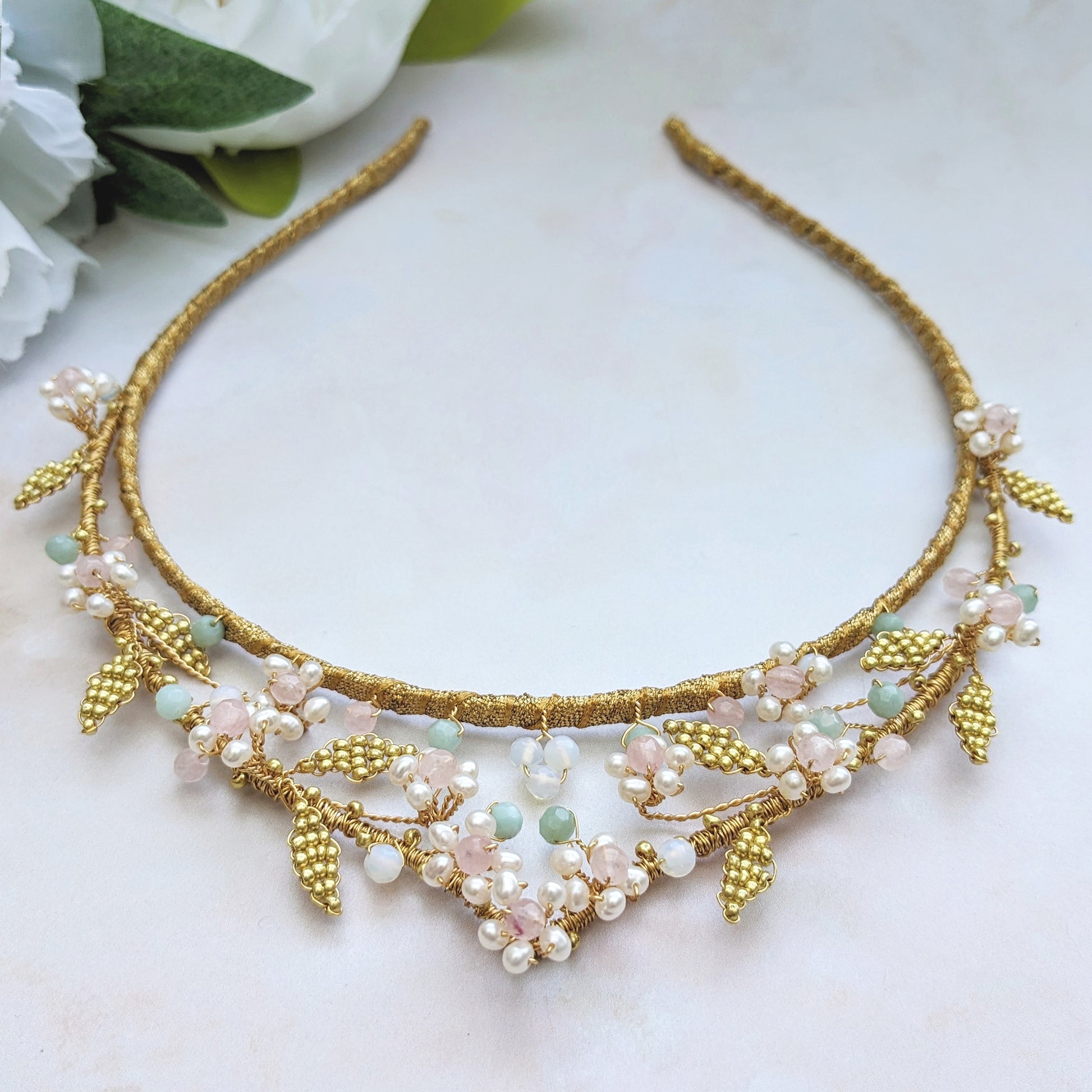 Luxury Semi Precious Bridal Crown inspired by nature - Susie Warner