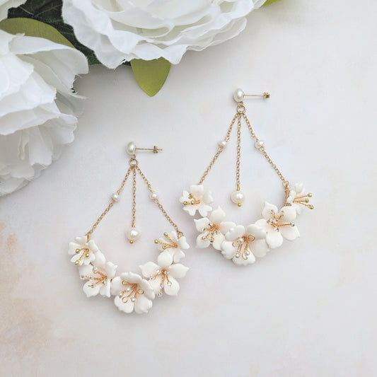 Floral chandelier earrings for weddings - Susie Warner