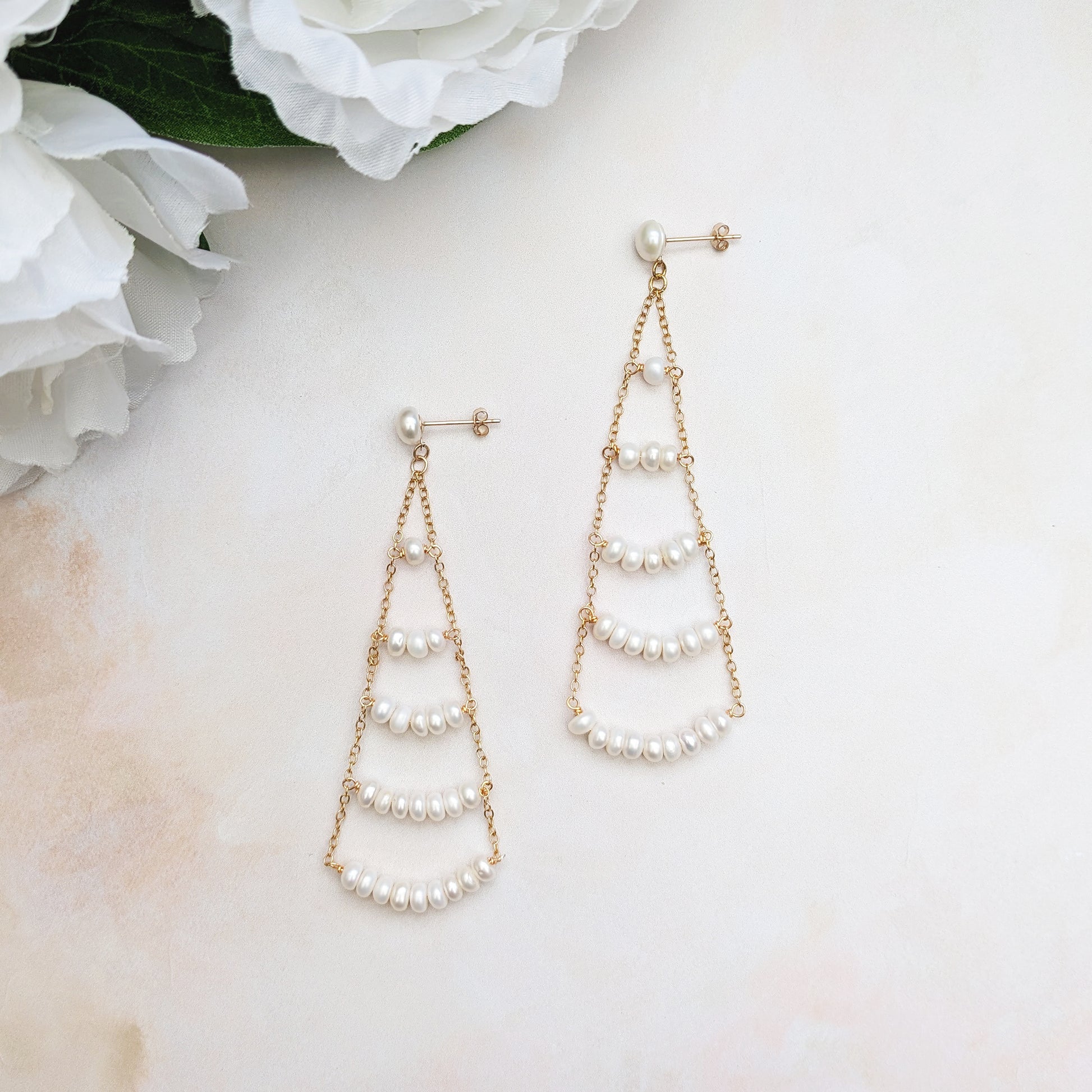 Pearl chandelier statement wedding earrings - Susie Warner