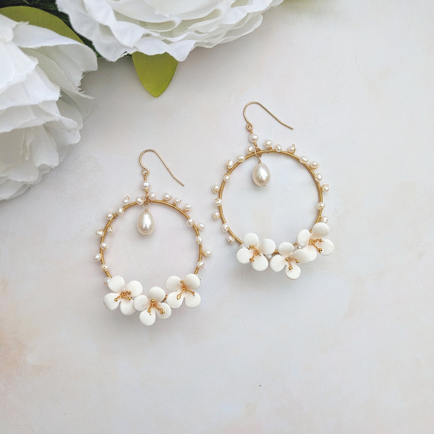 Floral Hoop Earrings for Brides - Susie Warner