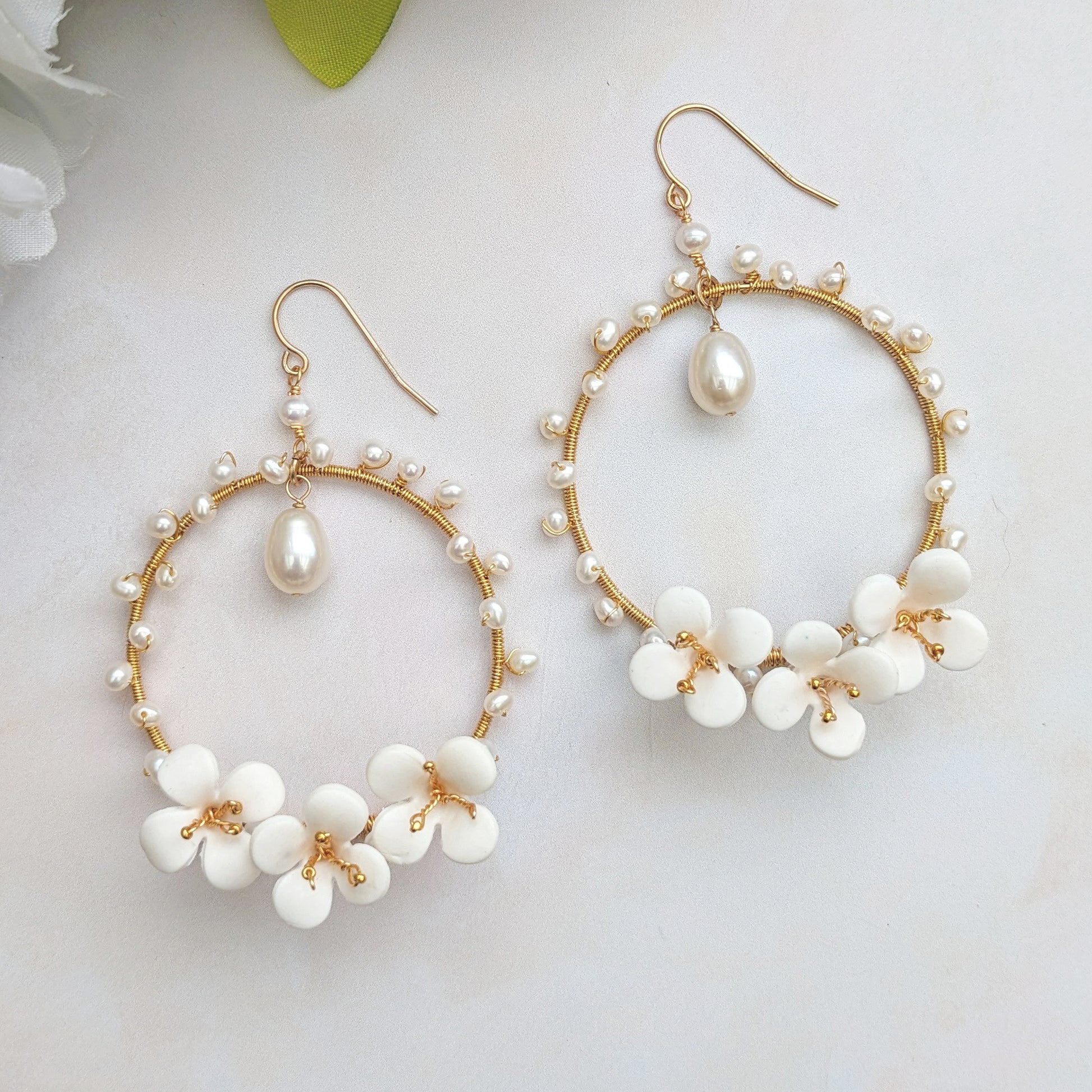 Flower Hoop Wedding Earrings for Brides - Susie Warner
