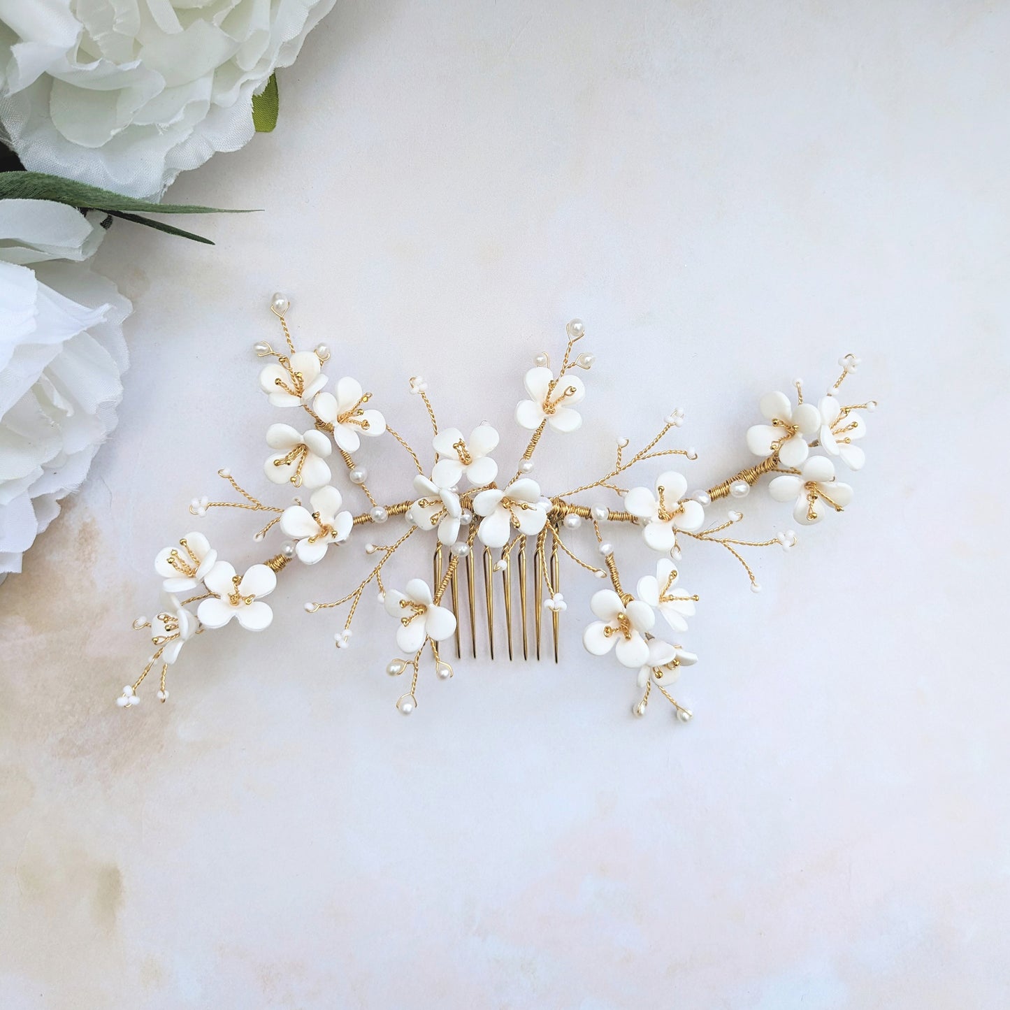 Modern floral wedding headpiece for brides - Susie Warner