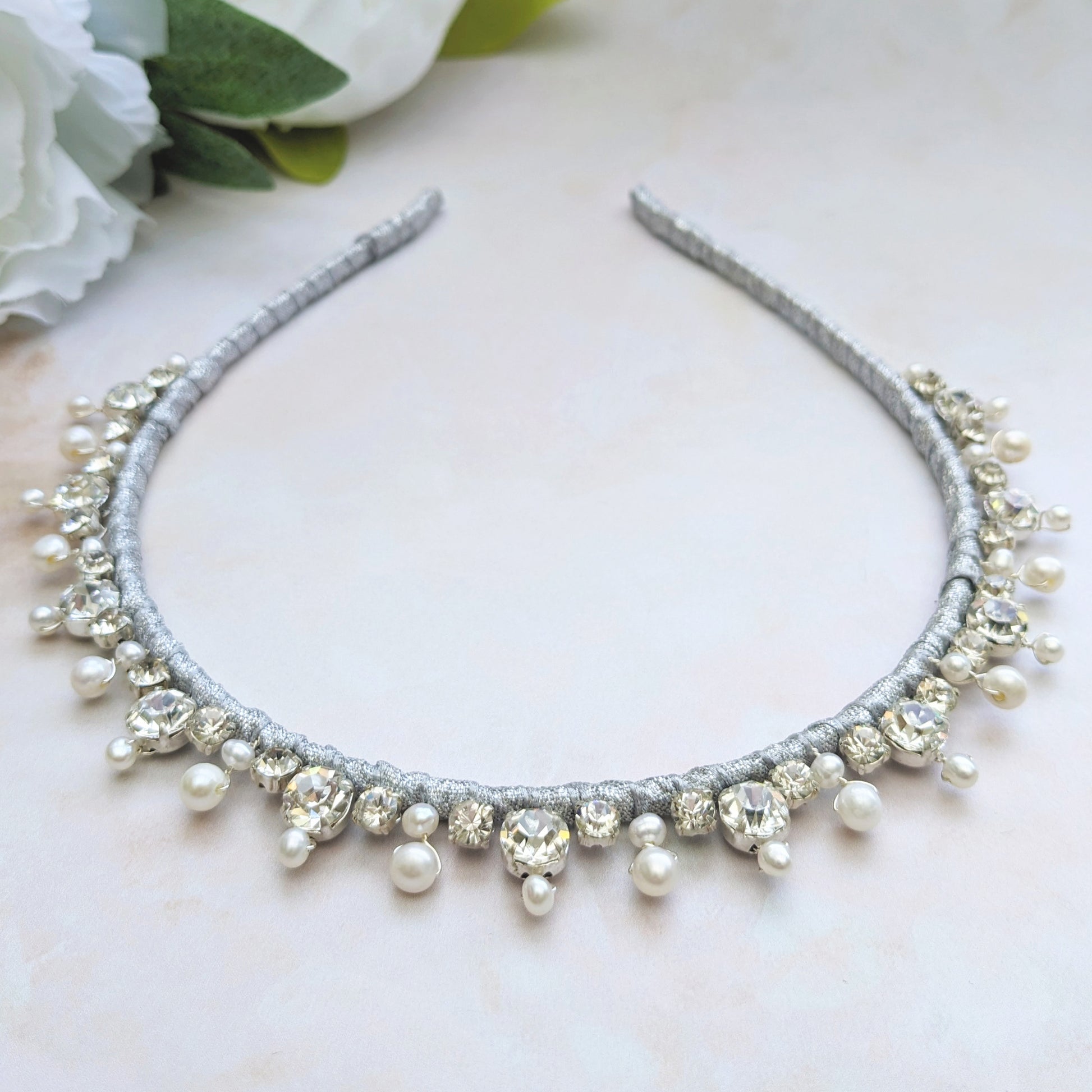 Luxury Modern Pearl & Crystal Celestial Headband - Susie Warner