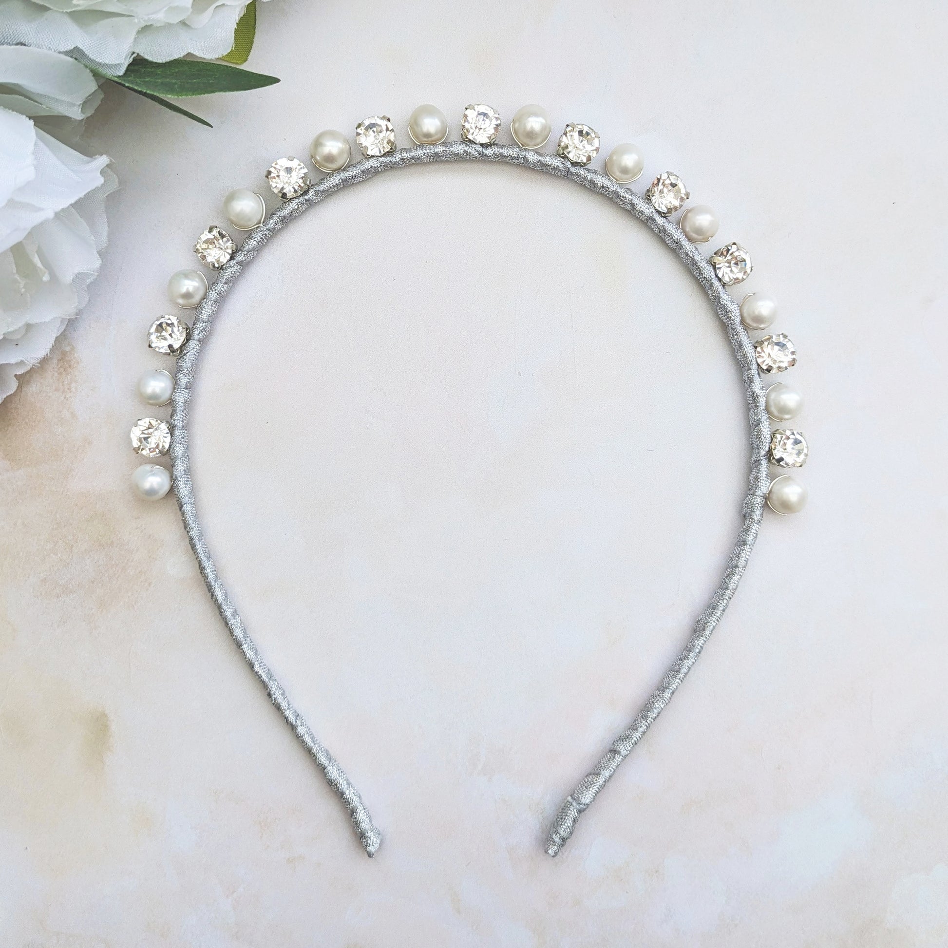 Modern Pearl & Crystal headband for weddings - Susie Warner
