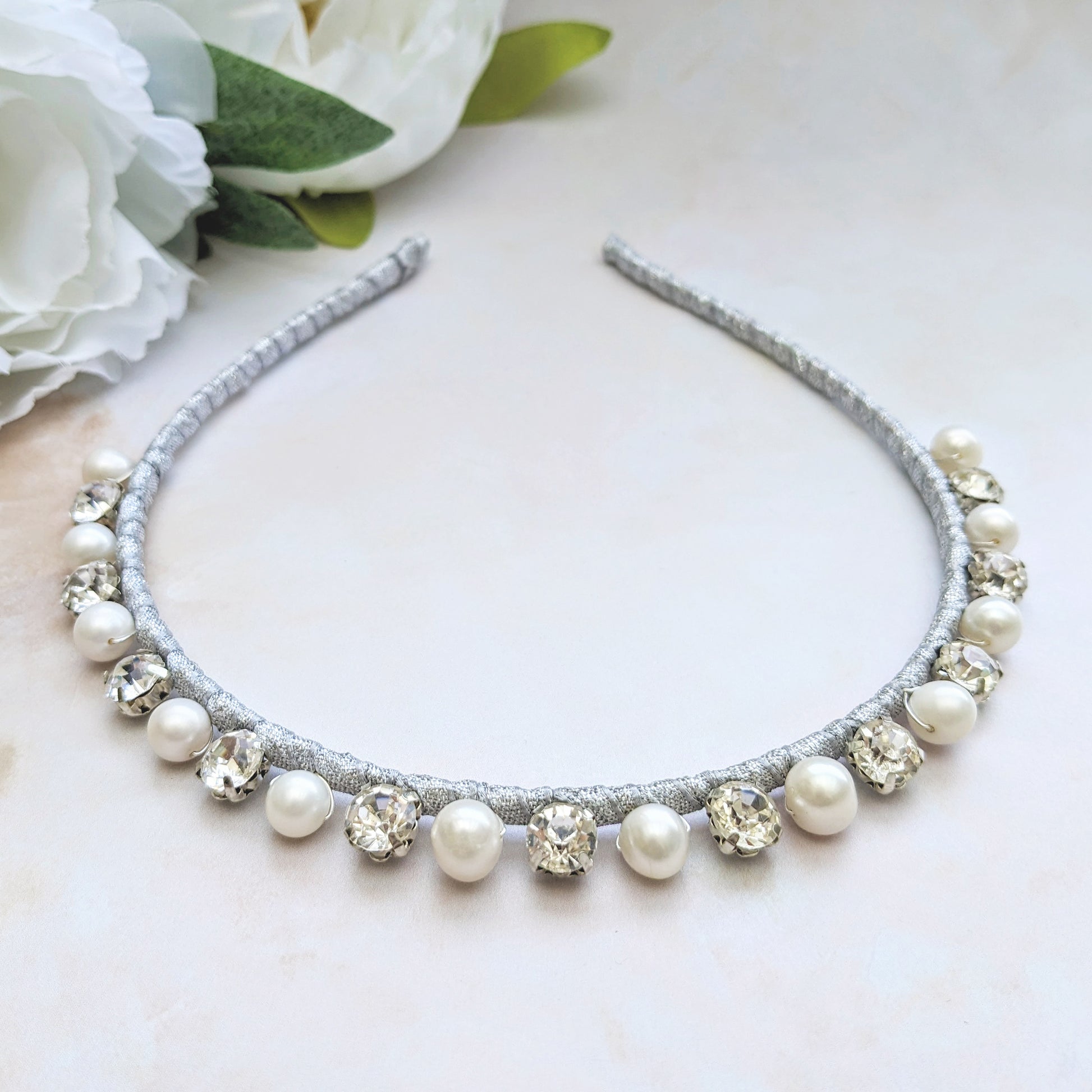Modern luxury Pearl & Crystal bridal headband - Susie Warner