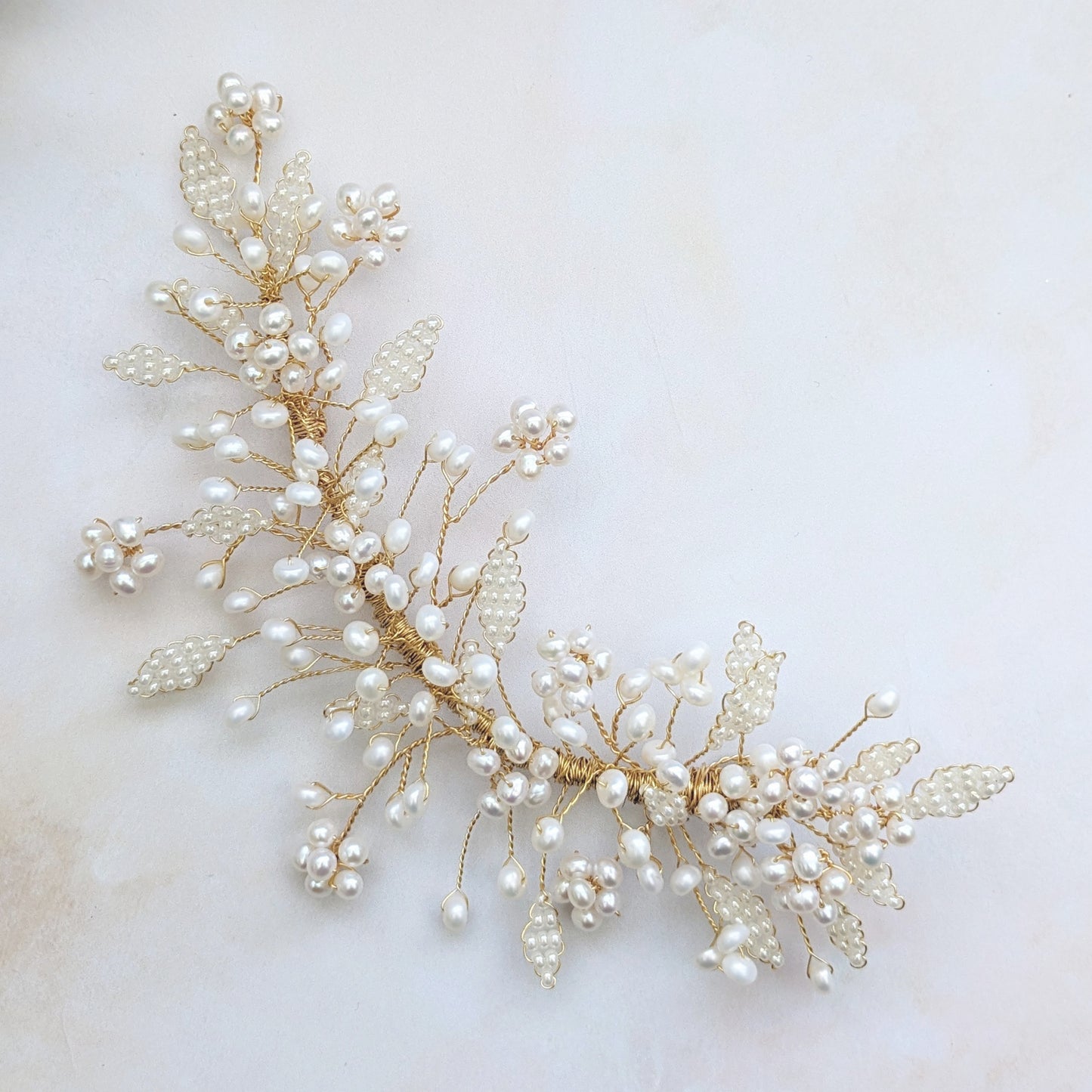 Freshwater Pearl flower headpiece for weddings - Susie Warner