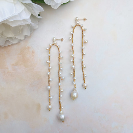 Modern Pearl statement earrings for weddings - Susie Warner