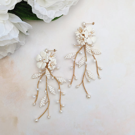 Modern hand sculpted floral earrings - Susie Warner Jewellery