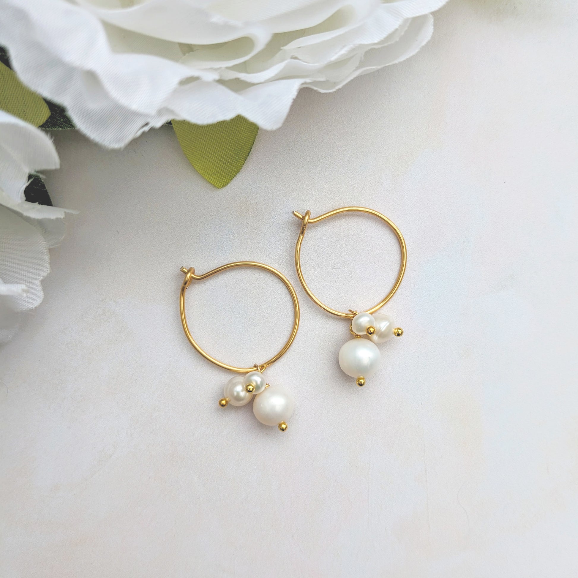 Pearl Hoop Wedding Earrings for Brides - Susie Warner