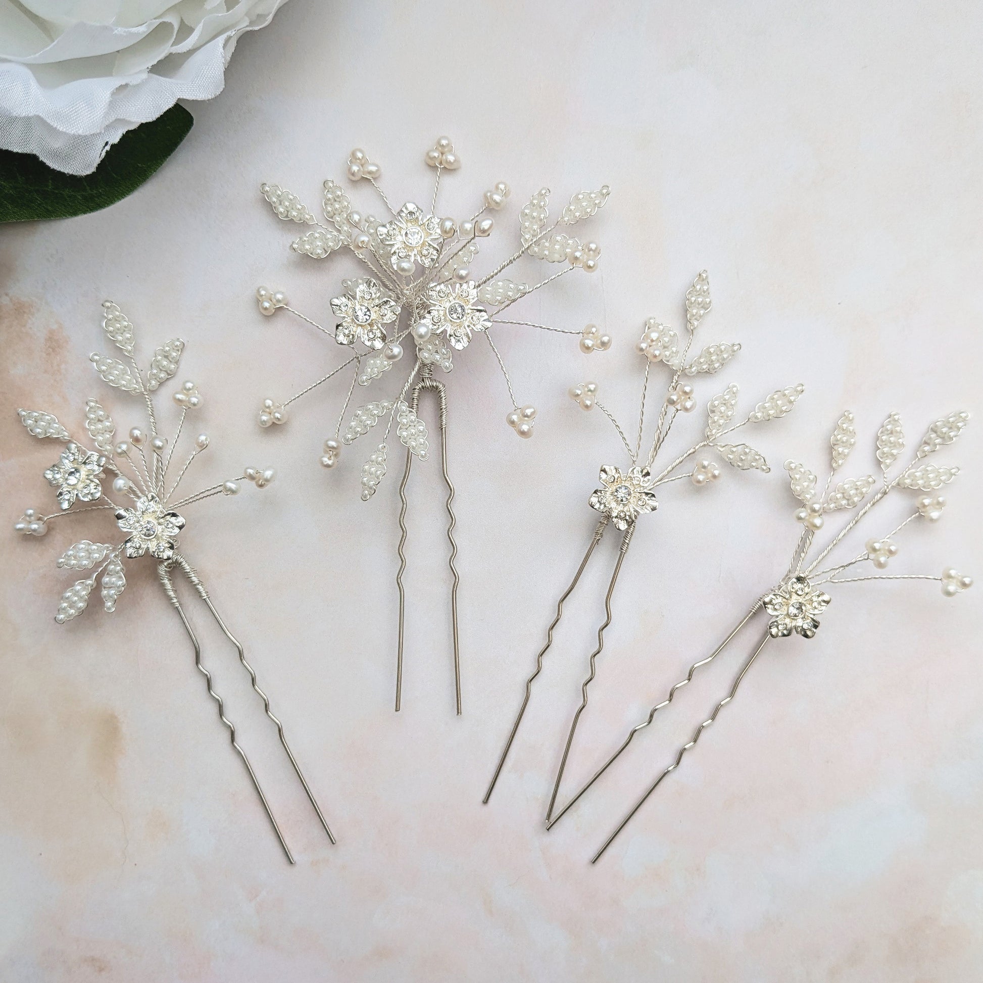 floral bridal hair pins for weddings - Susie Warner