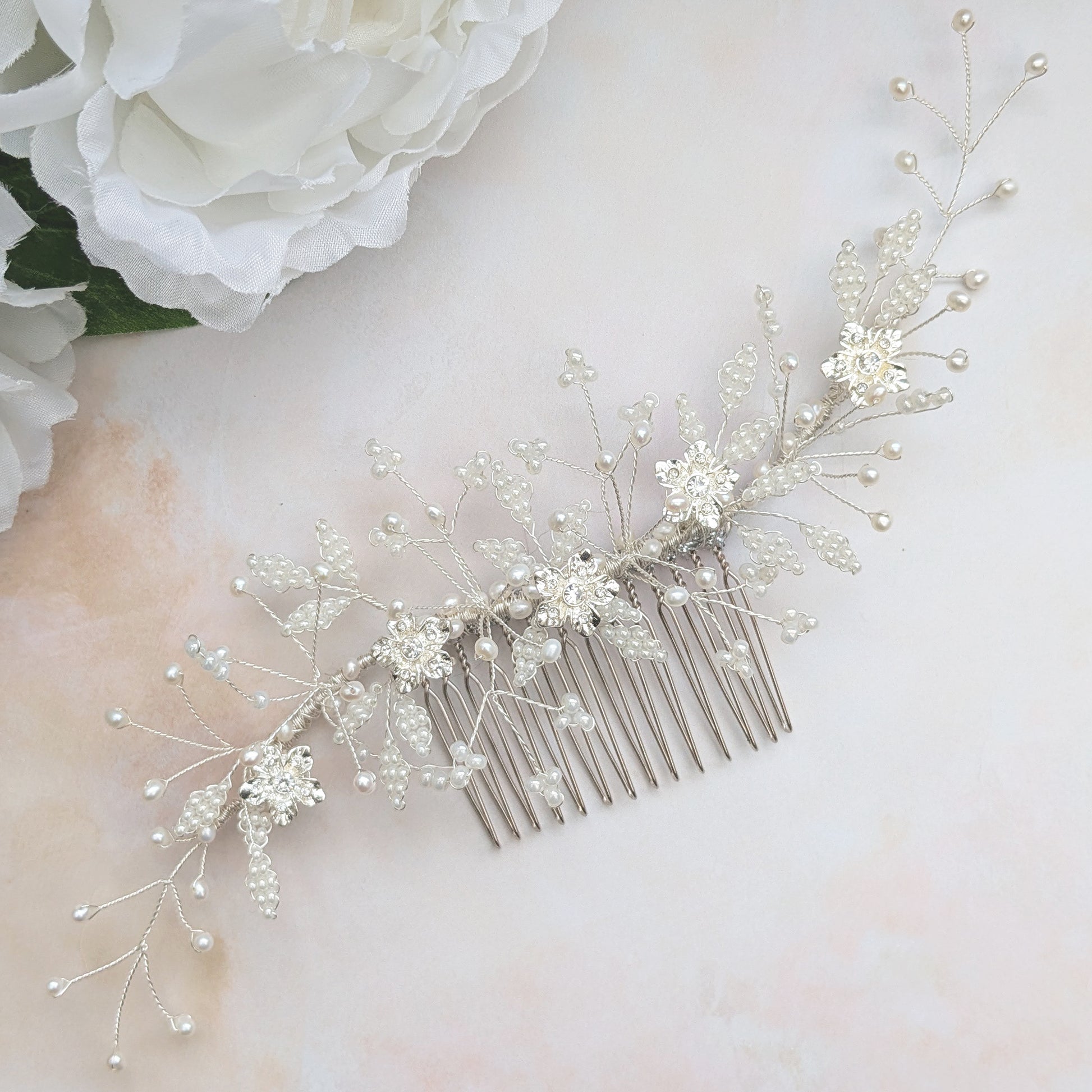 Modern floral bridal headpiece for weddings - Susie Warner