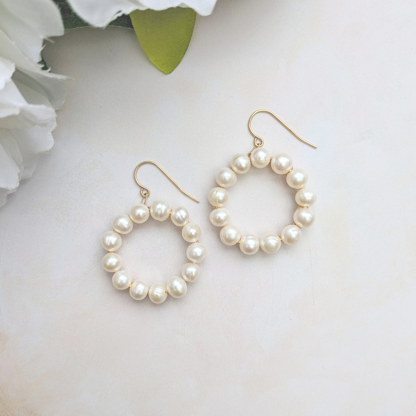 Pearl hoop earrings for weddings - Susie Warner