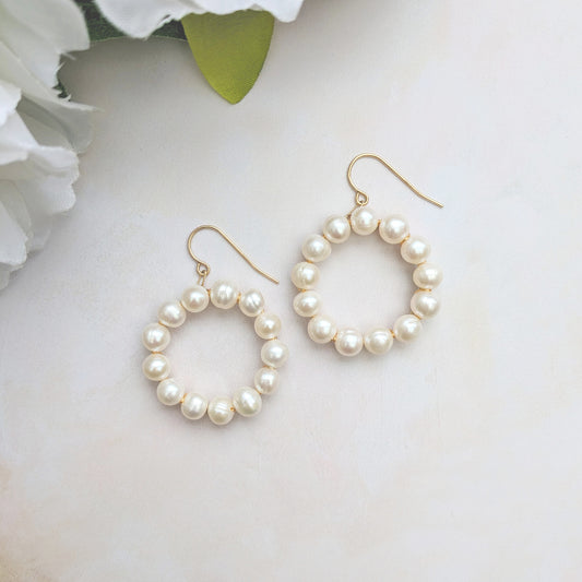 Pearl hoop earrings for weddings - Susie Warner