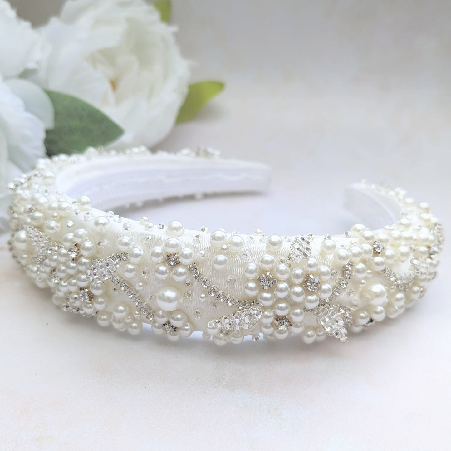 Pearl floral wedding headband - Susie Warner