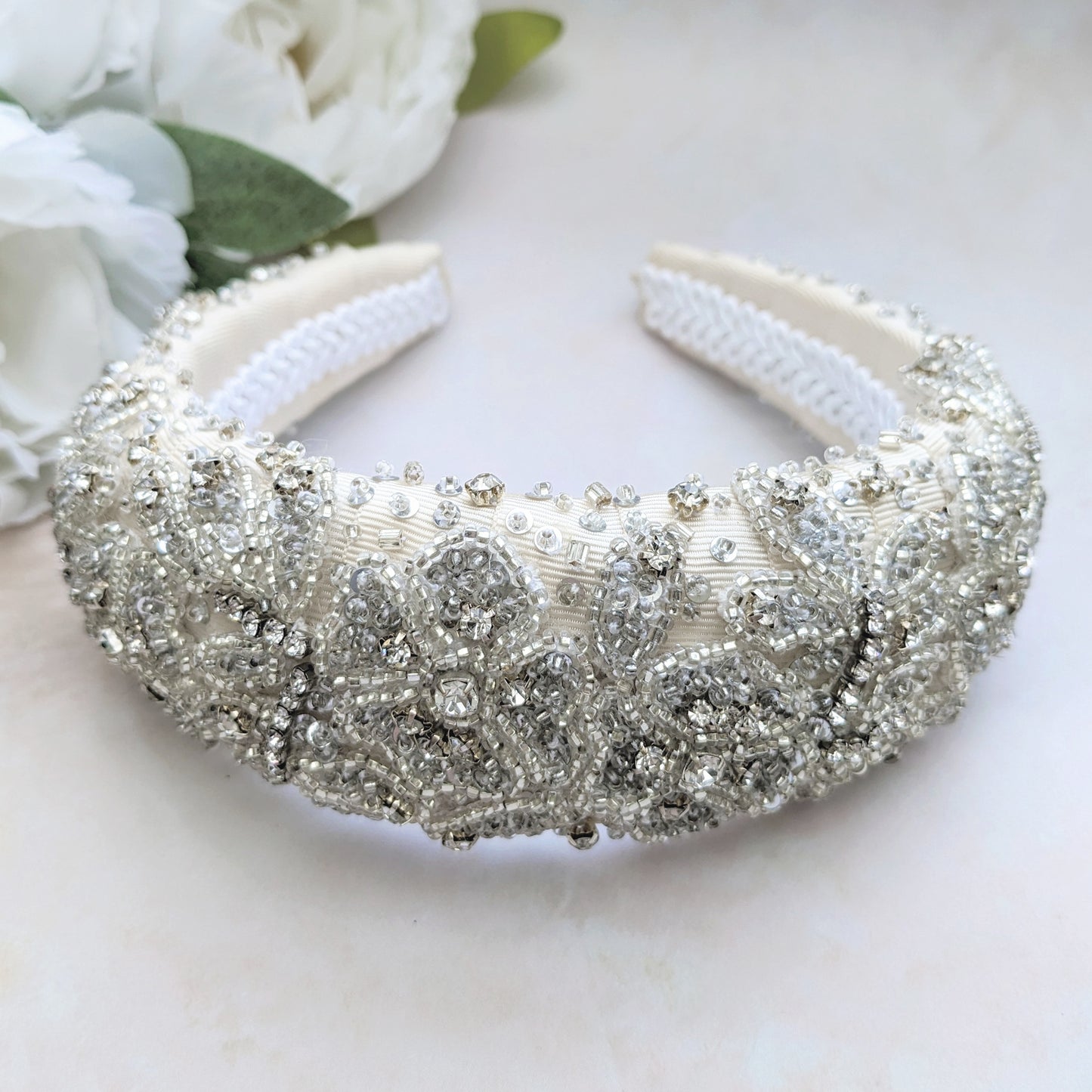 Luxury hand embroidered headband for weddings - Susie Warner