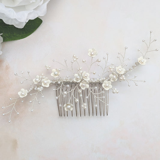 Modern floral bridal headpiece - Susie Warner
