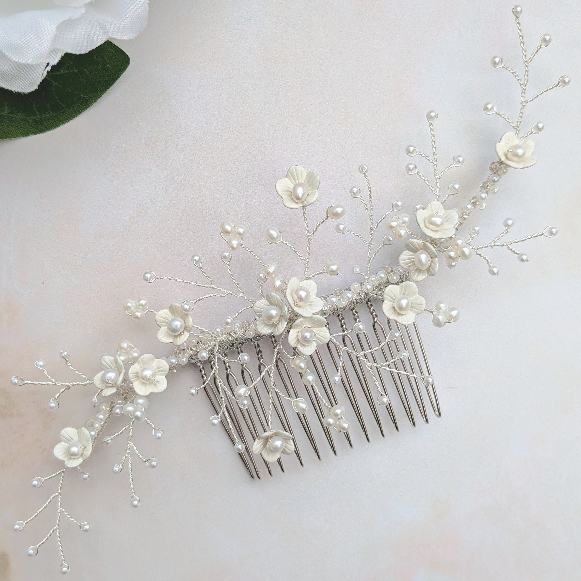 Modern floral headpiece for weddings - Susie Warner