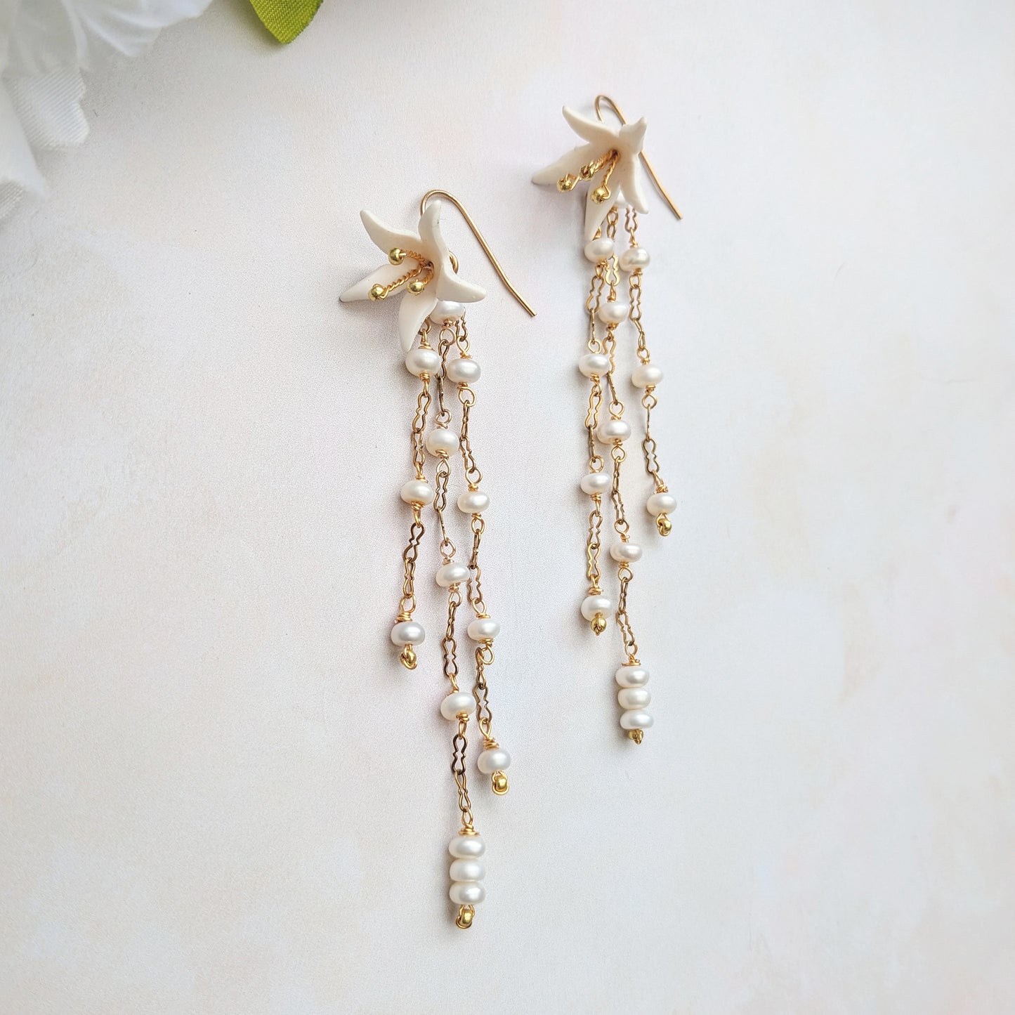 Modern hand sculpted floral earrings for brides - Susie Warner