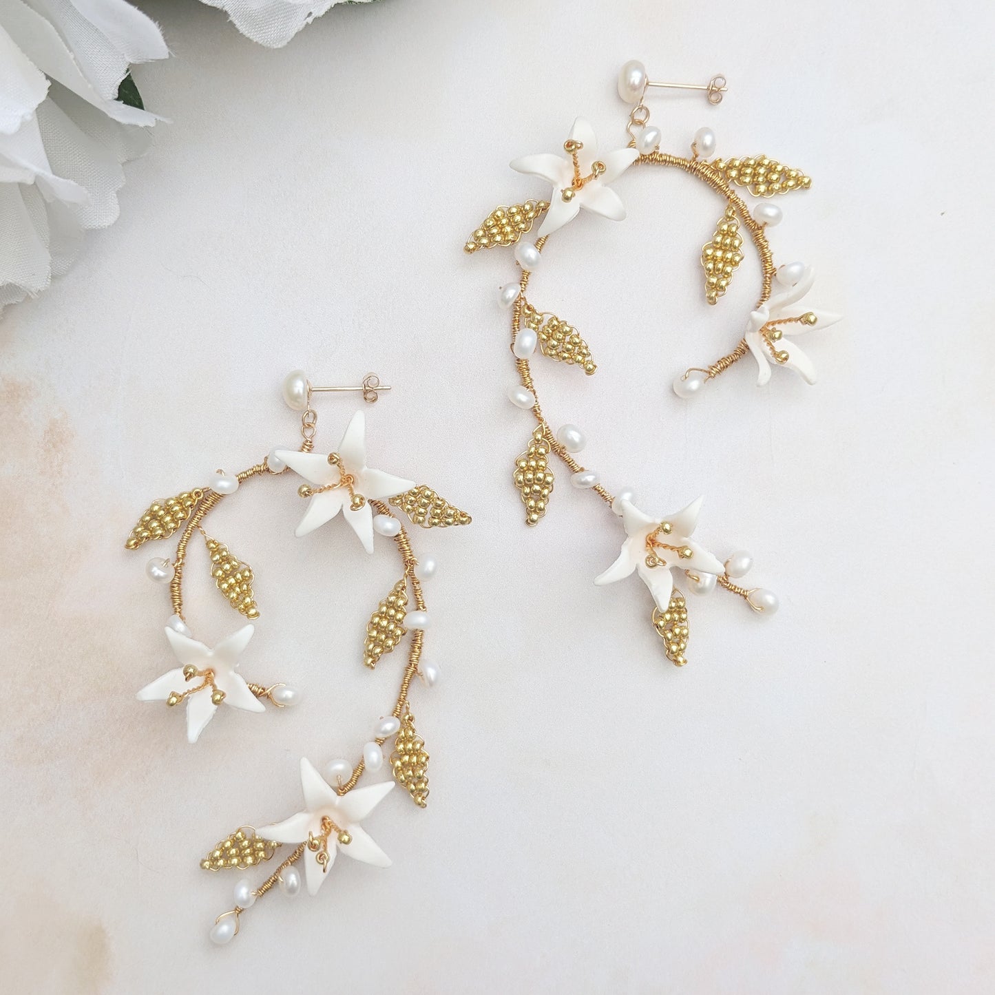 Modern floral wedding earrings for brides - Susie Warner